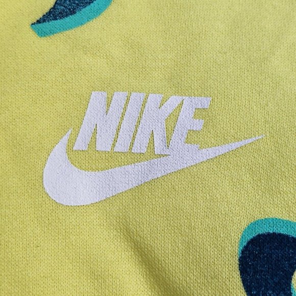 Nike Sweatshirt Girl's Swoosh Sportswear 3D Print Hooded Yellow Blue DC3429-712 - Picture 6 of 9